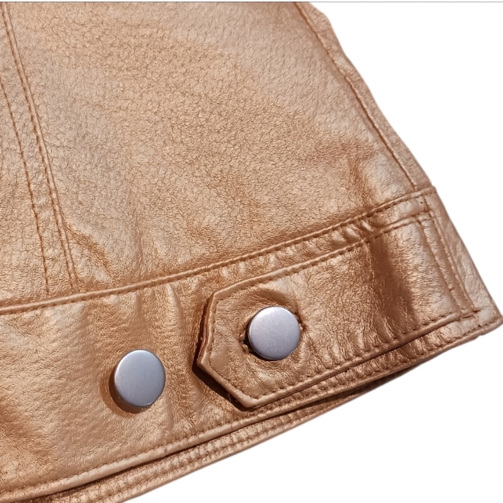 Metrostyle Gold Metallic Leather Jacket - Picture 6 of 13